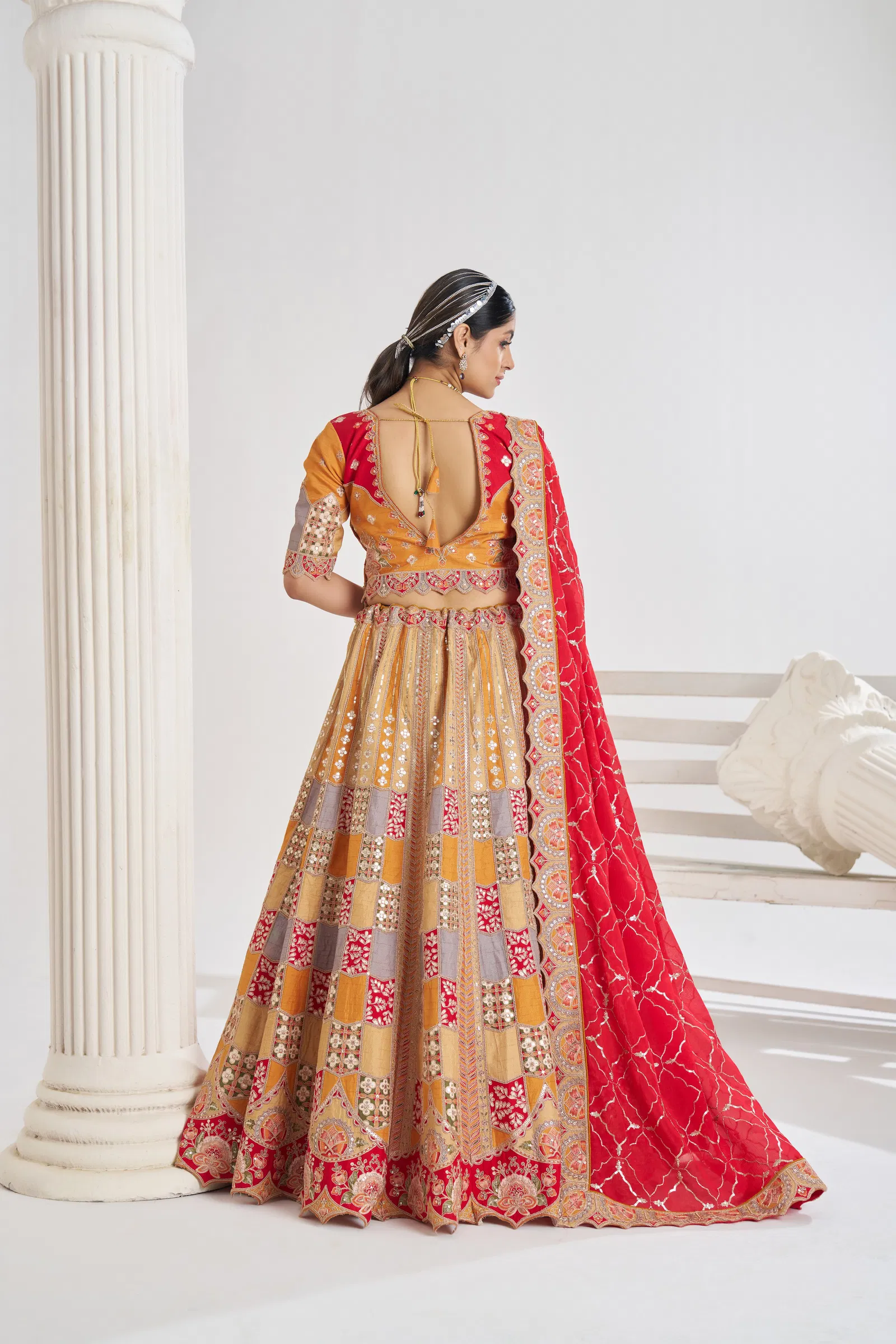 Kf 128 Mustard Dola Silk Party Wear Lehengas Suppliers In India
